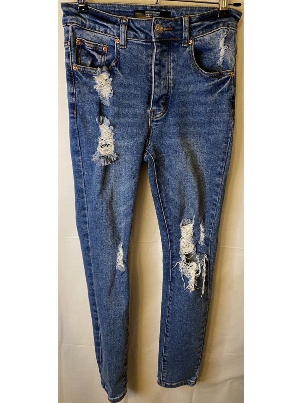 Monkey Ride Jeans Junior Women 5 25X26 Mid Rise Denim Distressed Button Fly